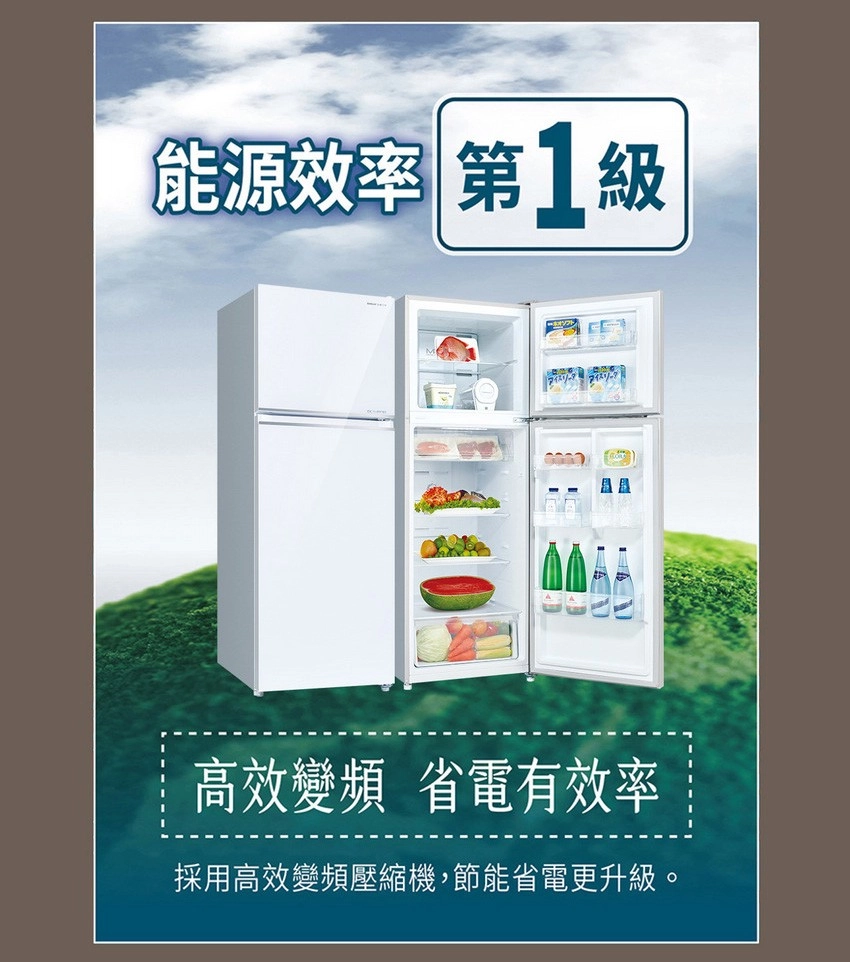 能源效率 第1級高效變頻 省電有效率採用高效變頻壓縮機,節能省電更升級。