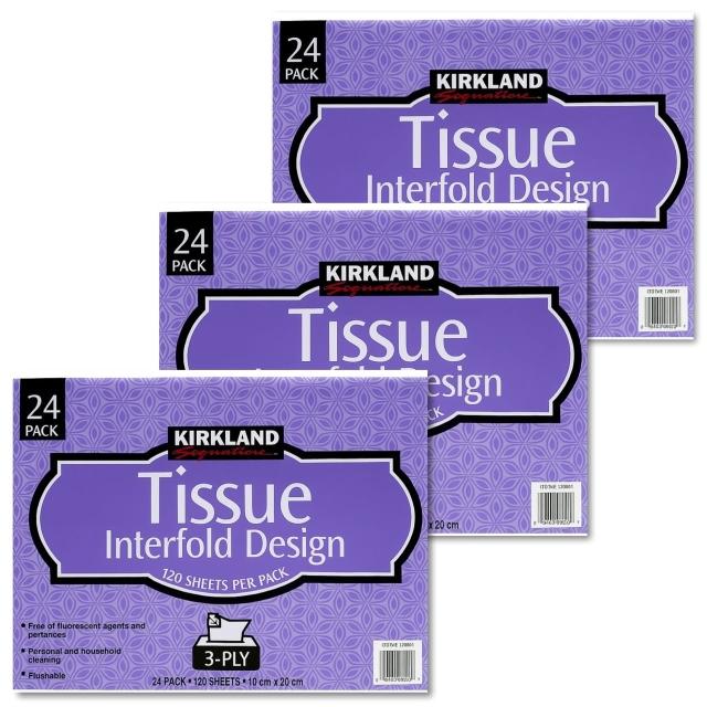 科克蘭 三層抽取衛生紙 120抽一箱72包