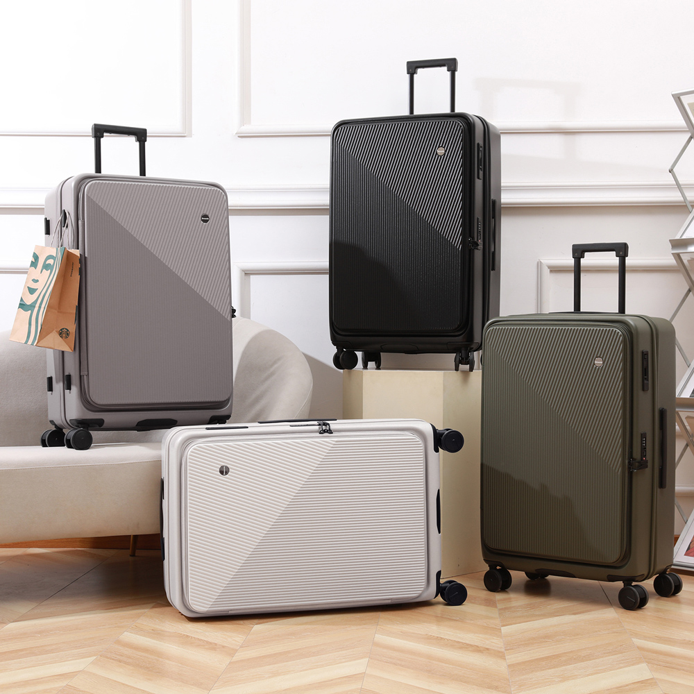 晨霧灰 Dreamin Pro 28吋前開行李箱日本煞車靜音輪/德國PC材質/可擴充加大/上掀/Hinmoto靜音輪