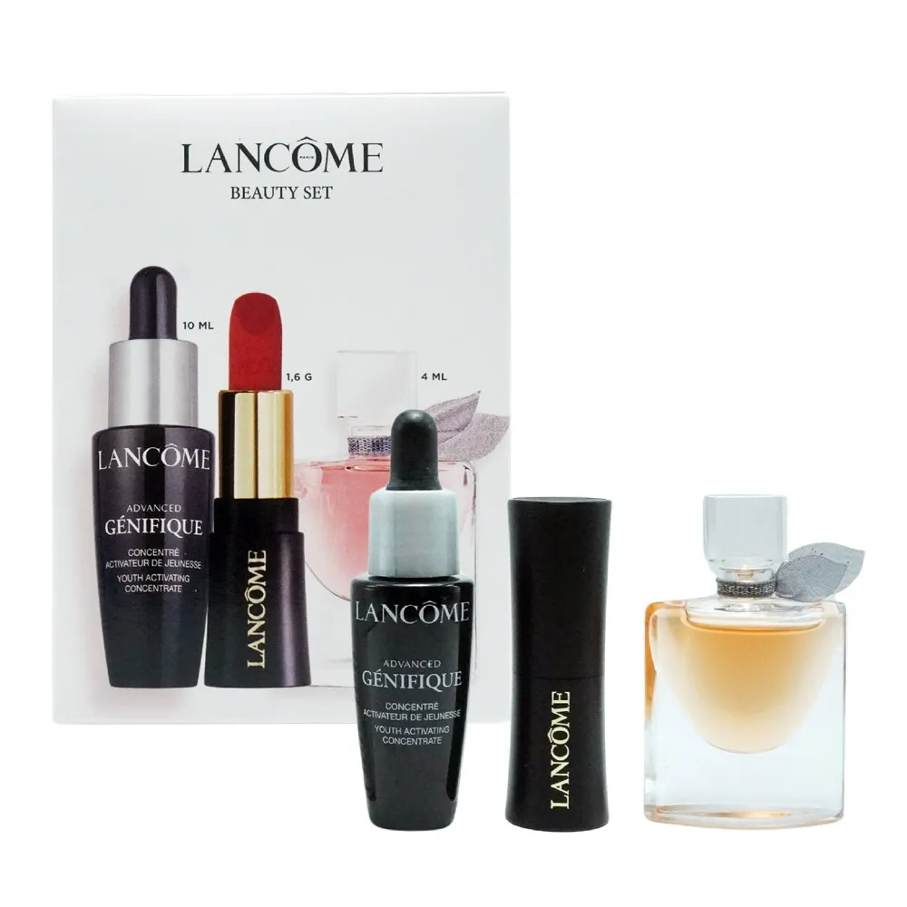 LANCOME 美妍禮盒 [超未來肌因賦活露(10ml)+美好人生女性淡香精(4ml)+絕對完美唇膏]_國際航空版-效期至2026/10
