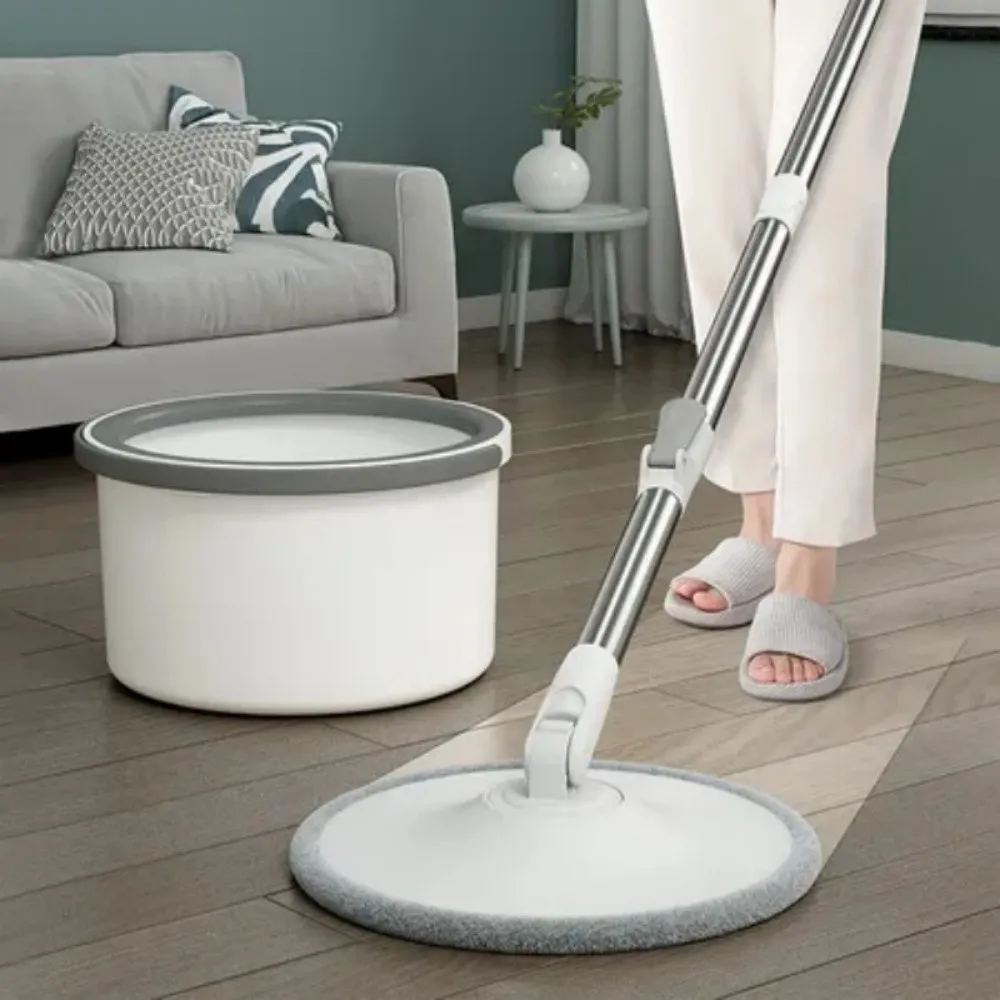 一拖淨平板拖把 免手洗旋轉脫水 淨污分離水桶 乾濕兩用 家用拖把組　家用拖把組合+2個拖布