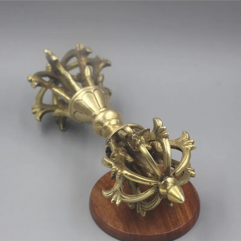 法器金剛?尼泊爾純黃銅九股金剛杵密宗超大號降魔杵擺件辟邪鎮宅預設