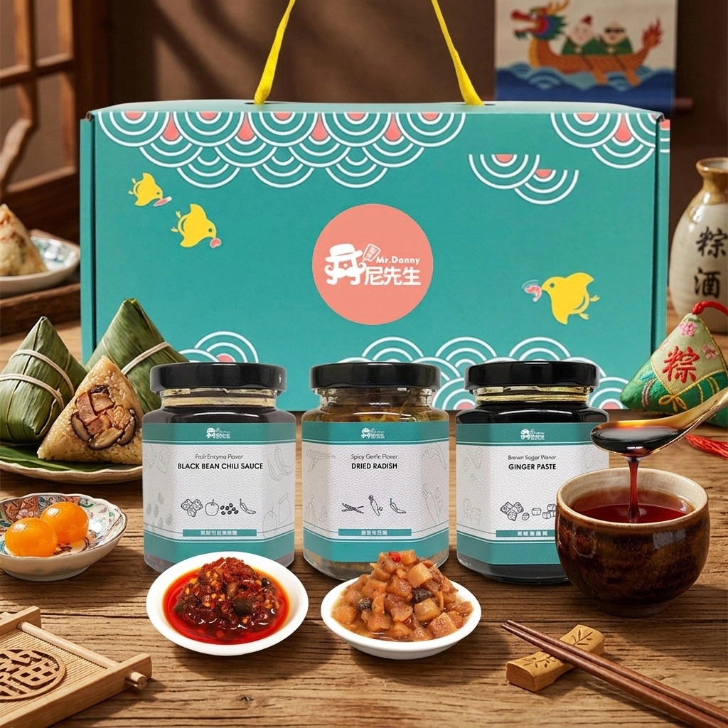 端午限定優惠組合【丹尼先生】 福波萬象 波鳥芊芊 罐頭禮盒 3罐組 (菜脯+辣椒醬+薑膏) 端午禮盒