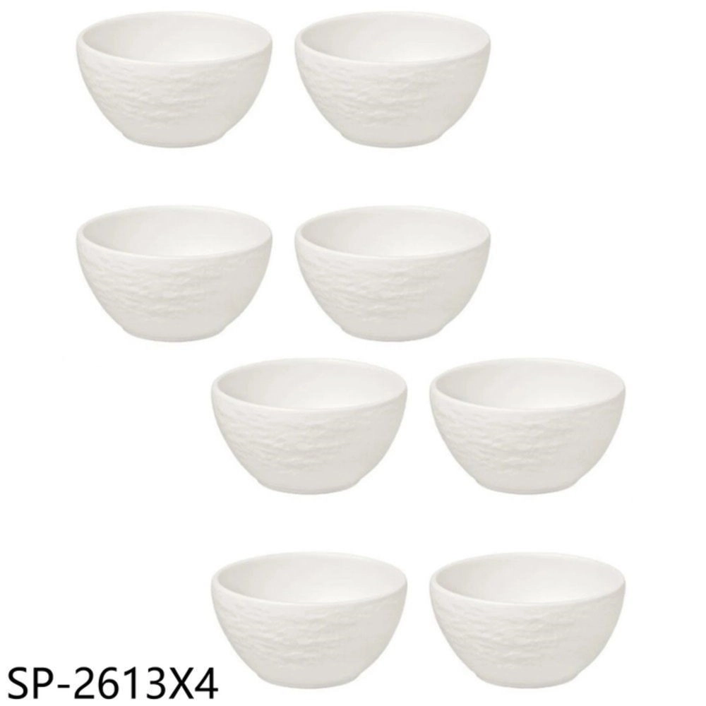 蟹文 白漆 蓋付椀 4組 西華【SP-2613X4】陶瓷石紋碗八入組贈- friDay購物｜AI為您打造