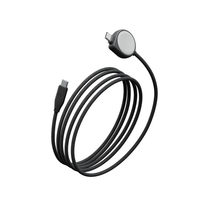 ENERGEA 新加坡 二合一手機手錶充電線 1.5M-黑 Flow Duo USB-C to USB-C+Apple Watch 