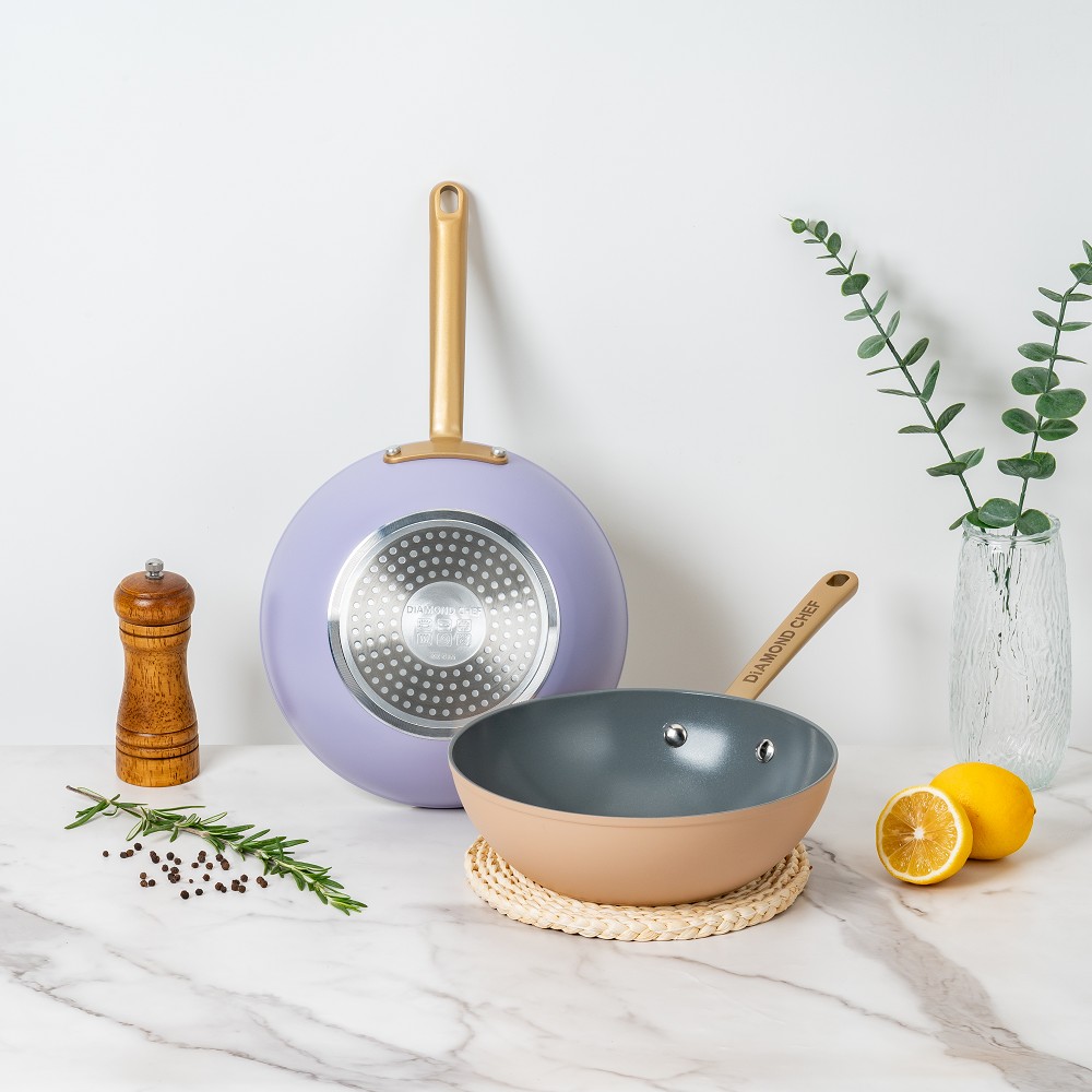 【DIAMOND CHEF】火山熔岩不沾鍋炒鍋28cm送22cm(IH爐可用)