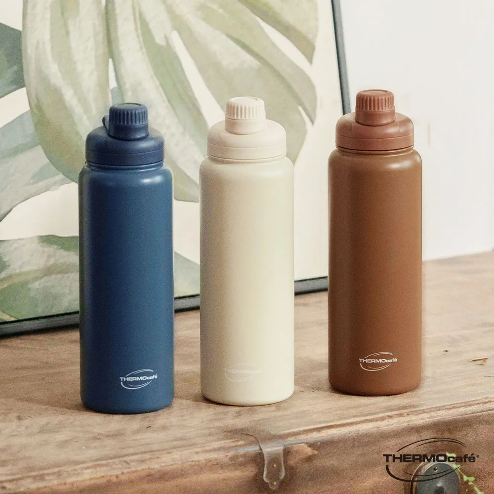 【THERMOcafe凱菲】不鏽鋼直飲式真空保溫瓶890ml(TCCB-890)　TCCB-890-BW(摩卡棕)