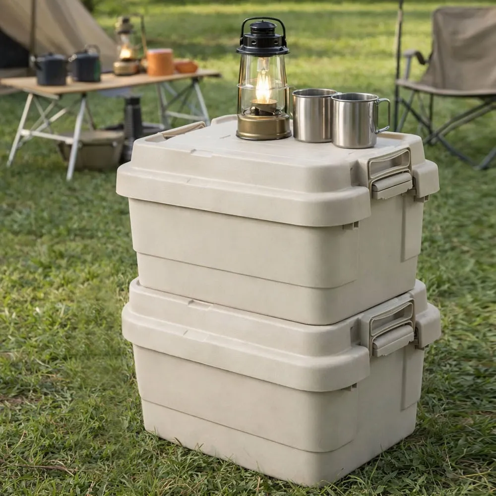 AOTTO 50L無印款軍規高耐重扣式多功能提把收納箱-2入