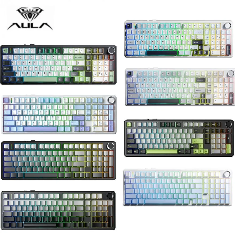 【狼蛛 AULA】F99pro 機械鍵盤 ❰三模❱ 機械式鍵盤 靈動軸/星矢軸/灰木軸V3 正、側顆.繁中