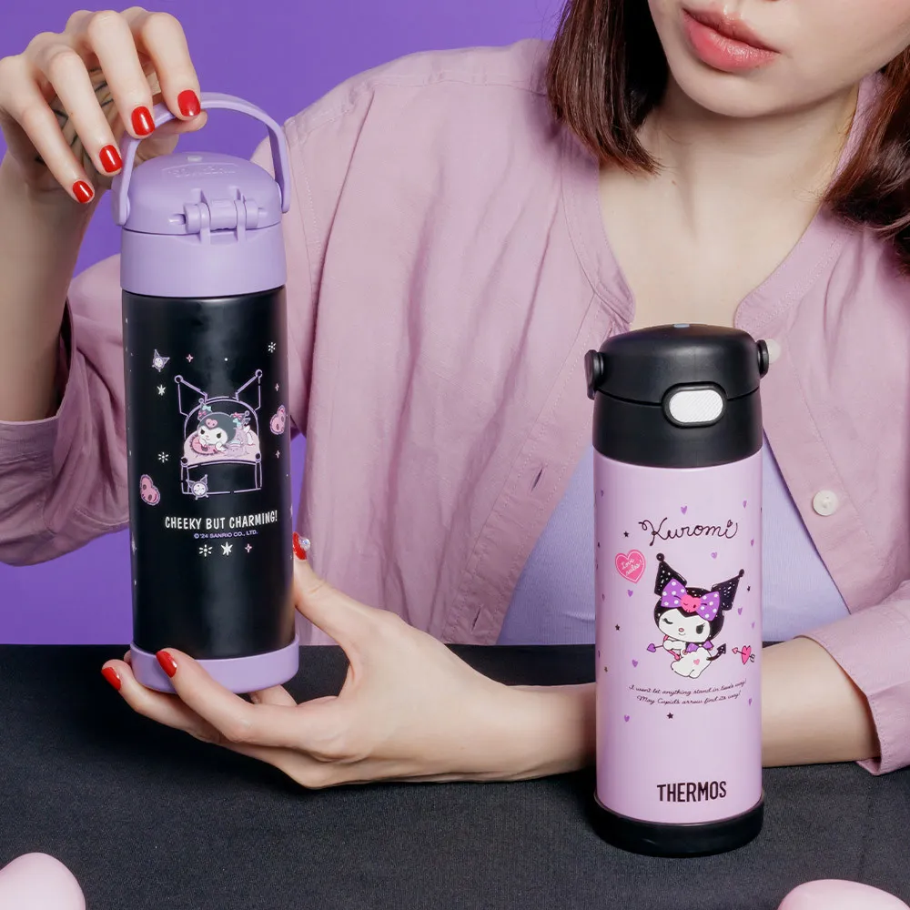 【THERMOS膳魔師】酷洛米不鏽鋼真空保冷瓶兒童水壺470ml(F41102KU)　SEPL(紫色)