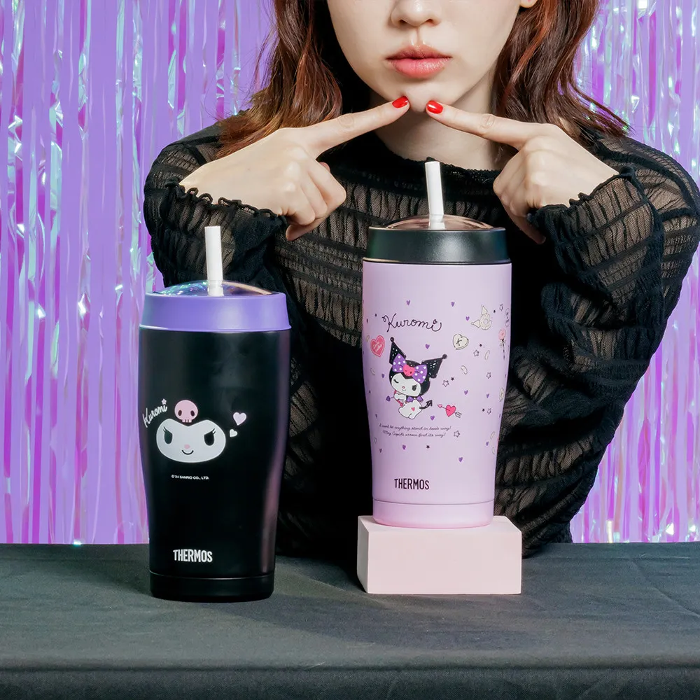 【THERMOS膳魔師】酷洛米不鏽鋼真空吸管隨行瓶650ml(TS4054KU)　SEBK(黑色)