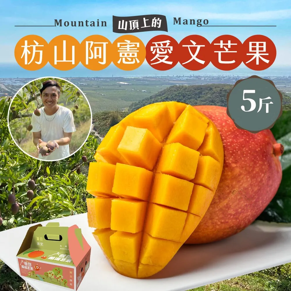 【初品果】屏東青農楊忠憲 枋山阿憲愛文芒果禮盒5斤9-12顆