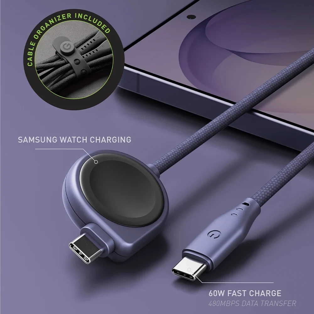 ENERGEA 新加坡 Flow Duo USB-C to USB-C+Samsung Watch 二合一手錶充電線 1.5M